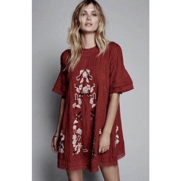 Free People Dresses & Skirts - Free People perfectly victorian boho embroidered dress size small
